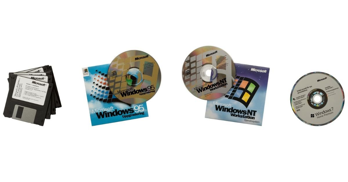 Classic physical Windows operating system optical installation disks