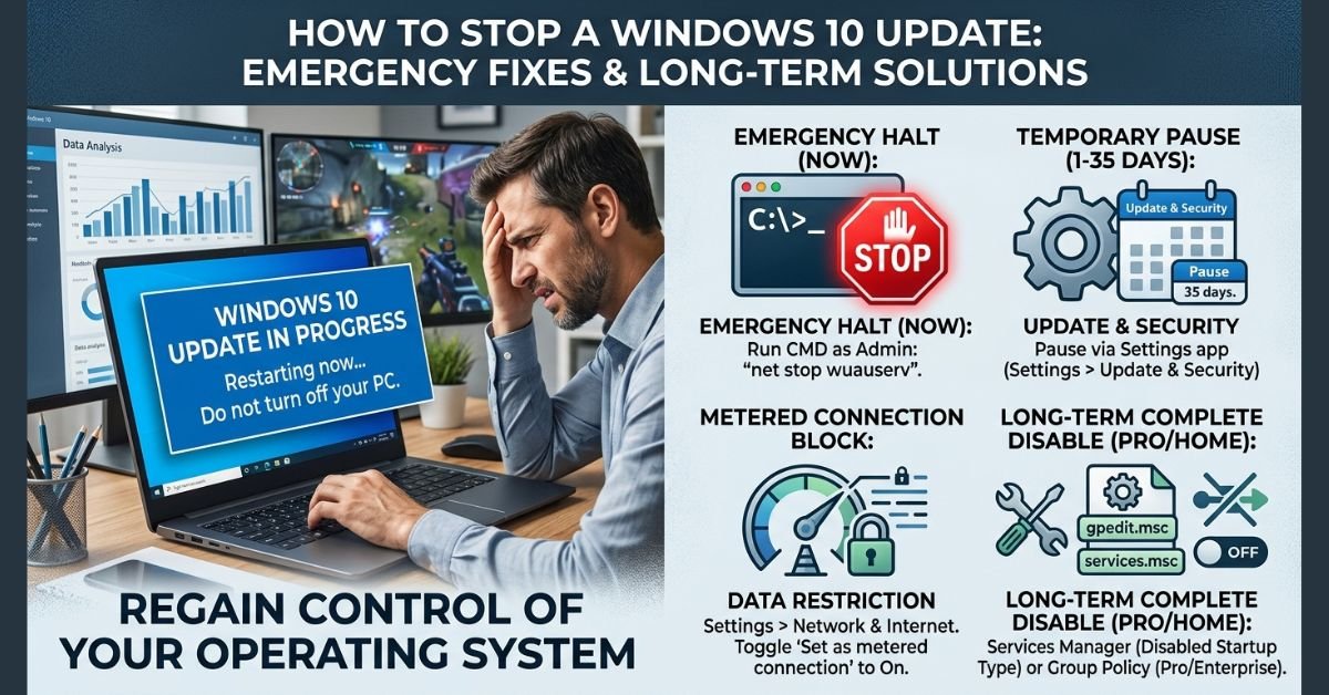 how to stop an update in windows 10​