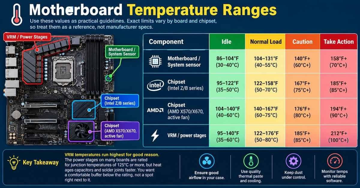 Motherboard Temperature Ranges by Component